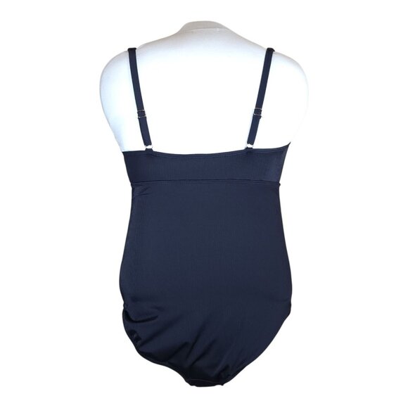 Anne Cole Black One-Piece Swimsuit Medium Adjustable Straps Keyhole Neckline - Picture 3 of 14